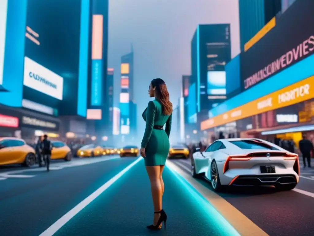 Vibrante ciudad futurista de noche con rascacielos iluminados y tecnología avanzada