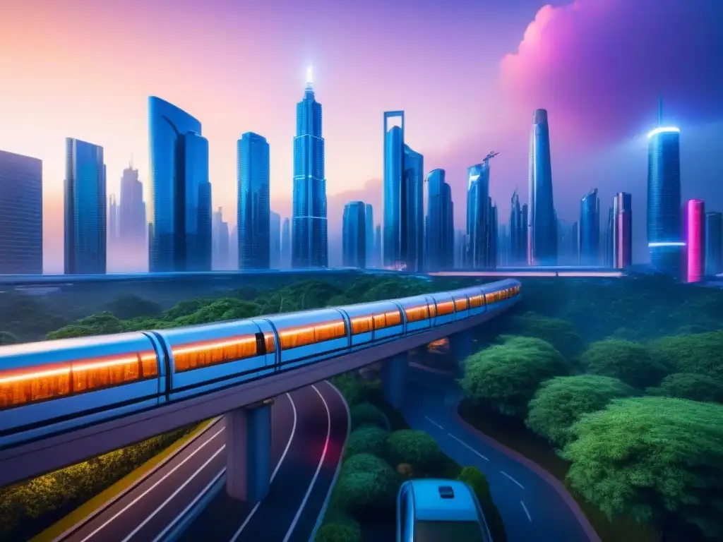 Vibrante ciudad futurista con oportunidades de inversión en bienes raíces durante crisis