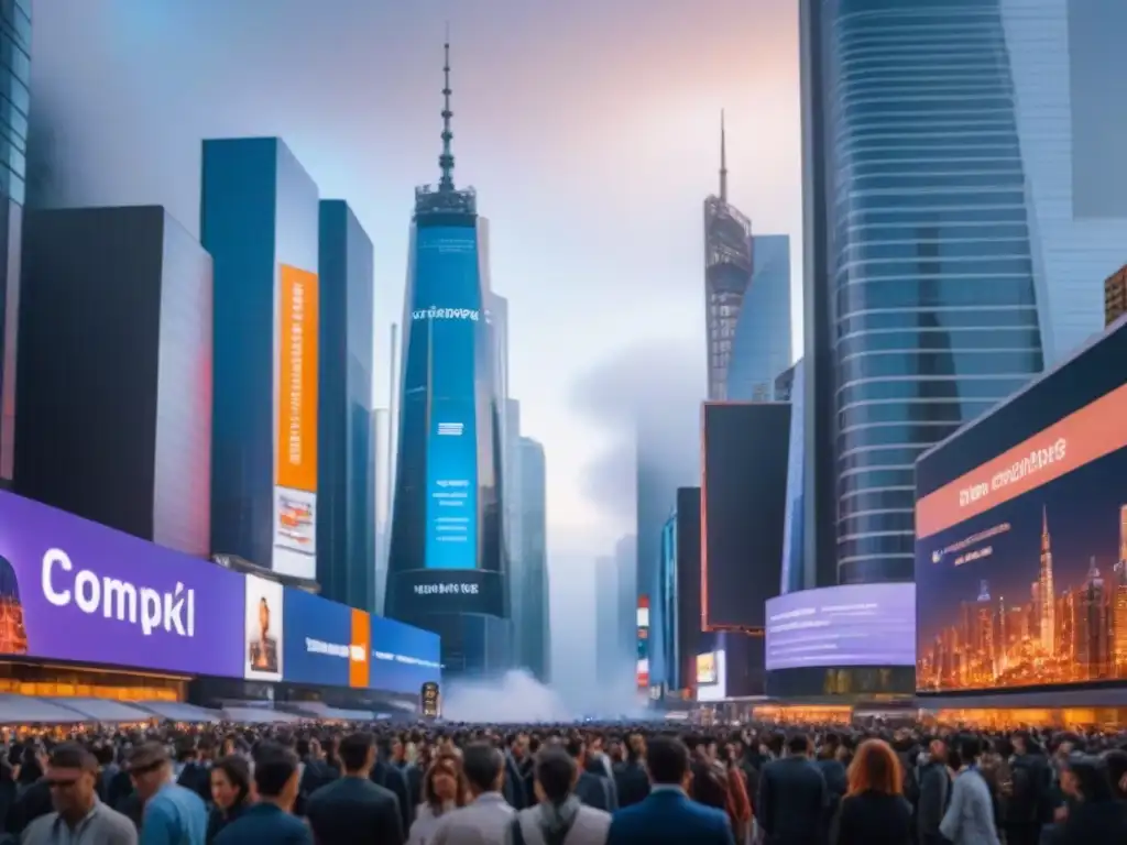 Cityscape futurista: Finanzas y tecnología en 8k Vibrante ciudad futurista con rascacielos modernos y financieras innovadoras