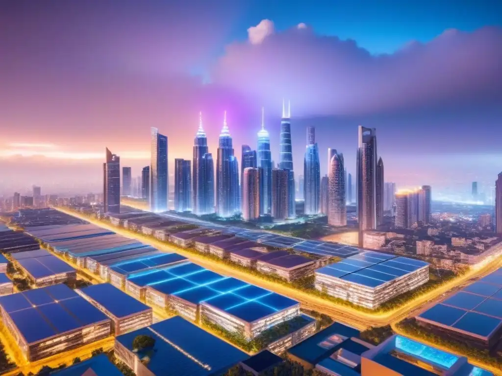 Horizonte futurista: ciudad 8k con rascacielos innovadores y luces neón Vibrante ciudad futurista con rascacielos innovadores y luces de neón, fusionando pasado y futuro en productos híbridos en finanzas inmobiliarias