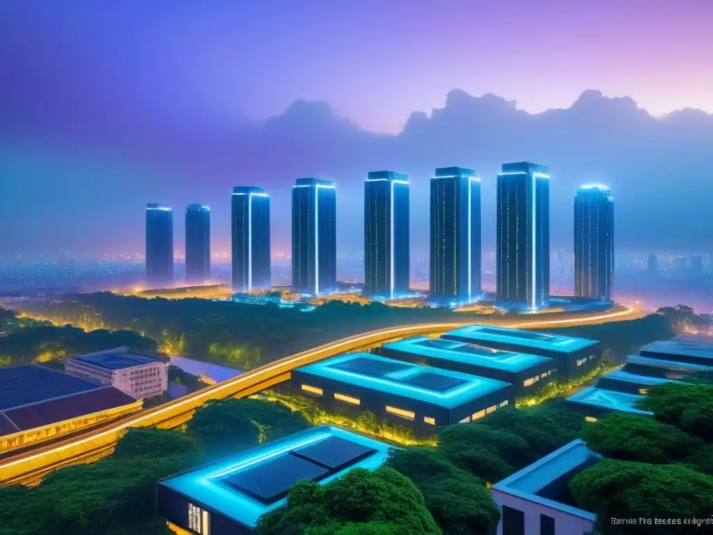 Vibrante ciudad futurista con rascacielos interconectados y diseño arquitectónico avanzado