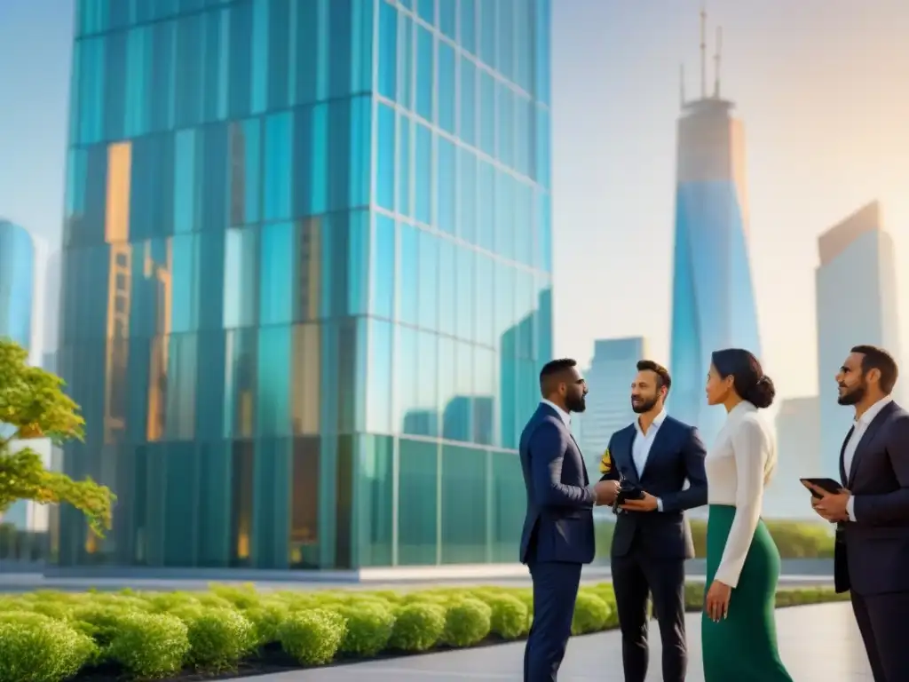 Metrópolis futurista: innovación y sostenibilidad en la arquitectura urbana Vibrante ciudad futurista con tendencias mercado inmobiliario tecnología