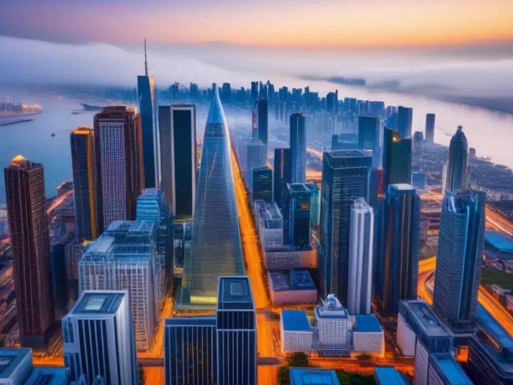 Oportunidades de inversión en real estate en ciudad vibrante Vibrante ciudad con rascacielos y bulliciosas calles, ideal para invertir en el mercado inmobiliario