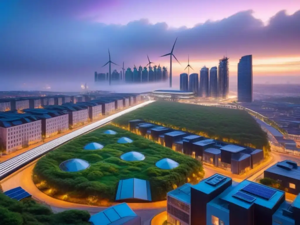 Metrópolis sostenible del futuro: arquitectura verde y eficiencia urbana Vibrante ciudad sostenible del futuro con planificación urbana sostenible para ciudades