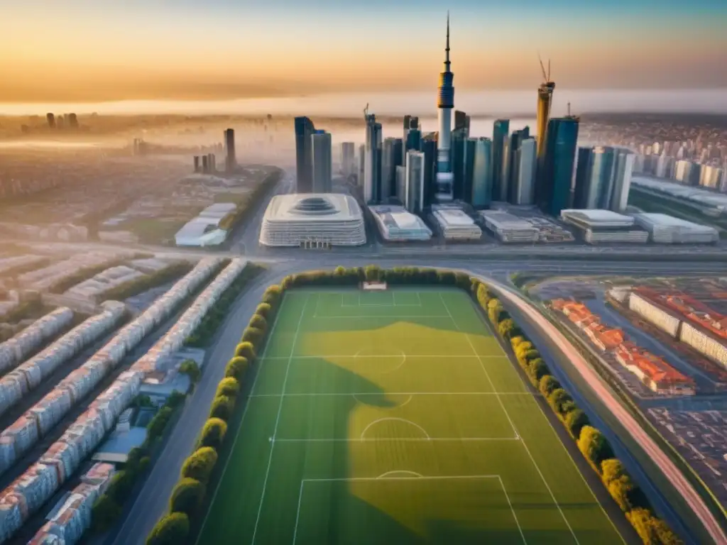 Contraste urbano: ciudad en desarrollo entre tradición y modernidad Un vibrante contraste entre lo antiguo y lo moderno en una ciudad en desarrollo al atardecer