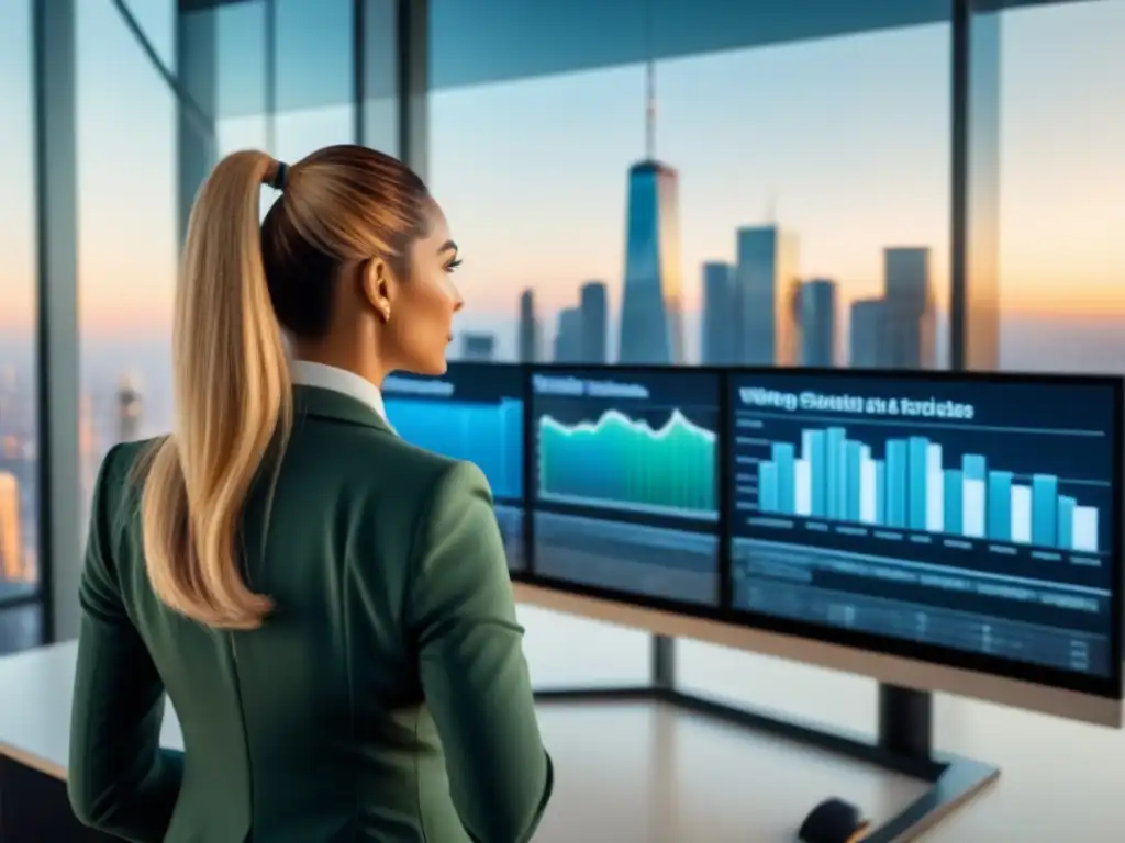 Profesionales debatiendo estrategias financieras en oficina moderna Un vibrante debate sobre estrategias financieras inmobiliarias en una oficina moderna