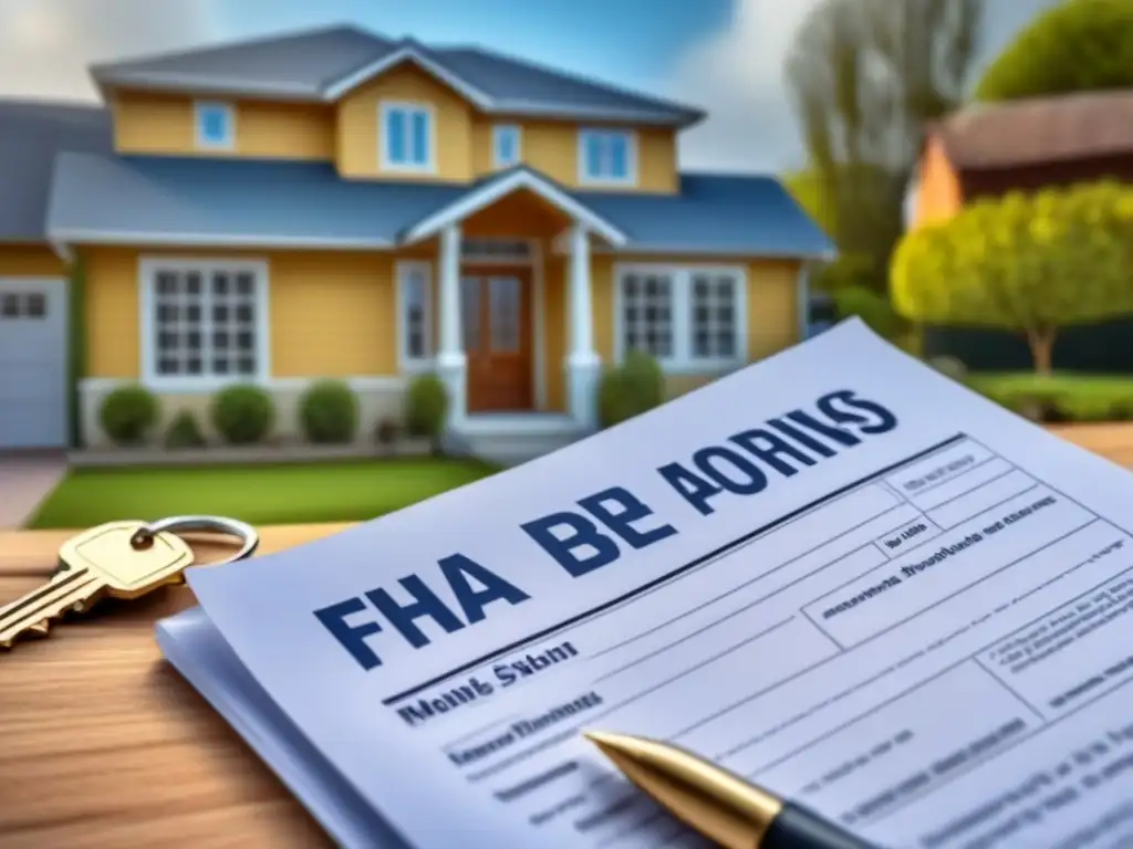 Proceso FHA: Claves para obtener tu préstamo hipotecario Vibrante ilustración detallada del proceso paso a paso para calificar para un préstamo FHA, con diversidad de personas felices frente a una casa nueva