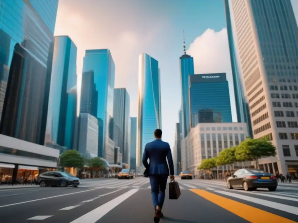 Skyline vibrante de la ciudad: centro financiero moderno en 8k Un vibrante distrito comercial con rascacielos modernos y profesionales, reflejando el mundo de los préstamos basados en activos comerciales