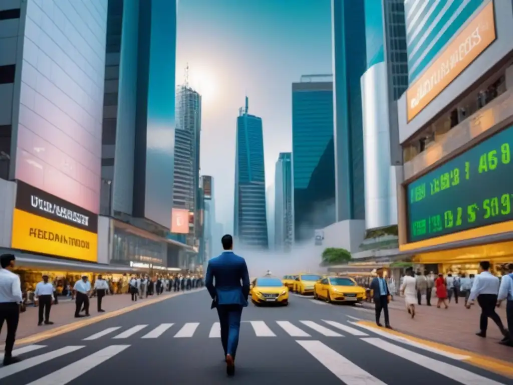 Distrito financiero en América Latina: modernidad y oportunidad Vibrante distrito financiero en América Latina, reflejando modernidad y oportunidad en inversión inmobiliaria
