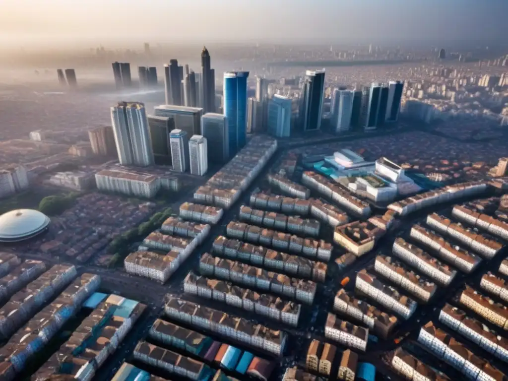 Contrastes urbanos: crecimiento inmobiliario en África Un vibrante paisaje urbano africano muestra el potencial inmobiliario en África, con edificios tradicionales y modernos en contraste