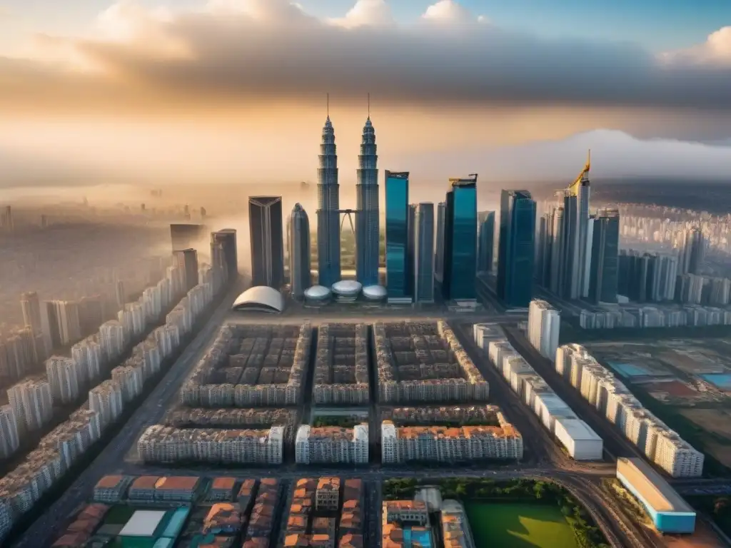 Metrópolis en Desarrollo: Oportunidades de Inversión Inmobiliaria en Países Emergentes Un vibrante paisaje urbano en un país en desarrollo, mostrando la combinación de edificios tradicionales y modernos