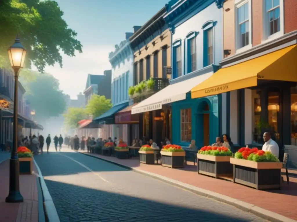 Calles históricas de Georgetown: arquitectura detallada y vida vibrante Vibrante restauración de bienes raíces históricos en la comunidad de Georgetown, Washington D
