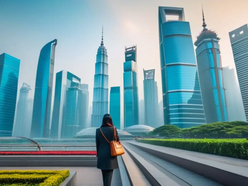 Horizonte urbano asiático: 8k detallado y vibrante Vibrante skyline asiático: rascacielos modernos y finanzas en auge