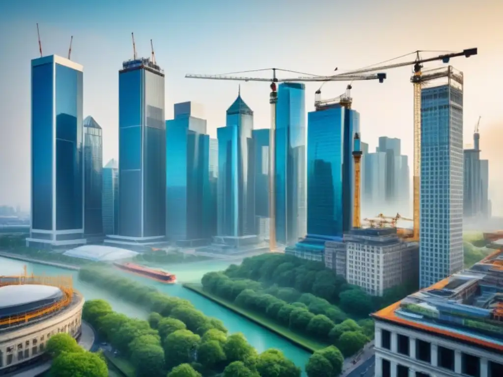 Vibrante skyline urbano con impacto políticas vivienda inversión inmobiliaria