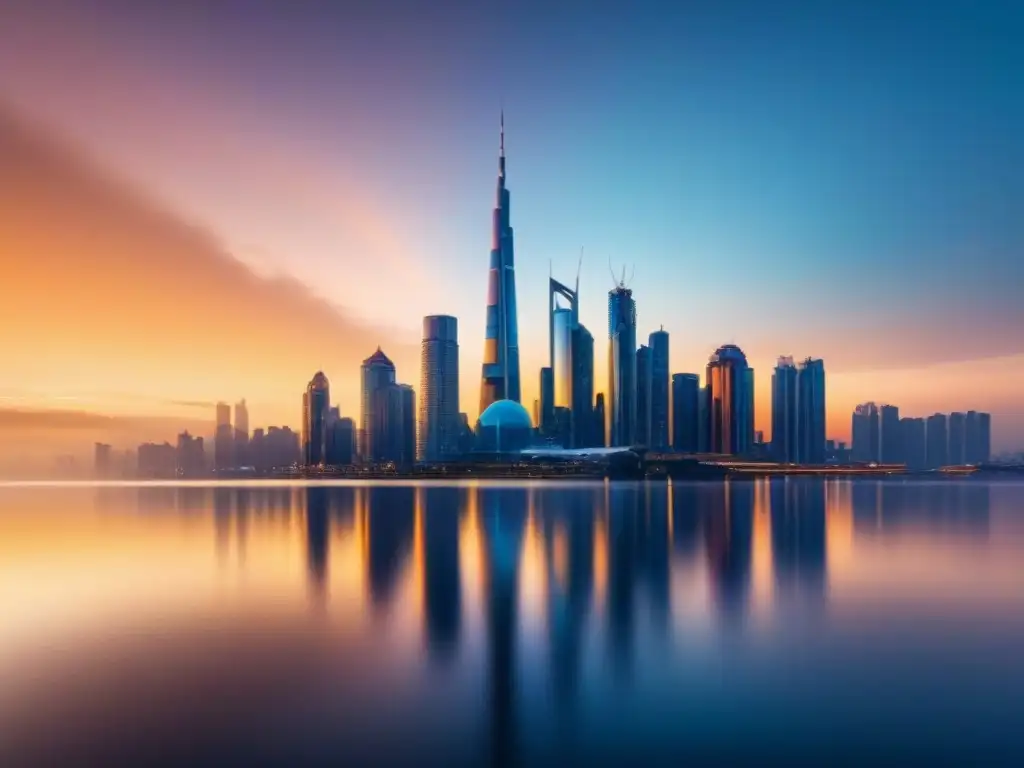 Horizonte urbano futurista: símbolo de prosperidad inmobiliaria Una vibrante vista de la ciudad futurista, reflejando prosperidad financiera