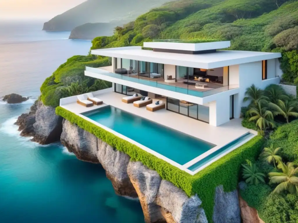 Villa de lujo en acantilado con piscina infinita frente al mar Villa de lujo en acantilado con piscina infinita y vistas al mar turquesa - Marketing para propiedades de alta gama