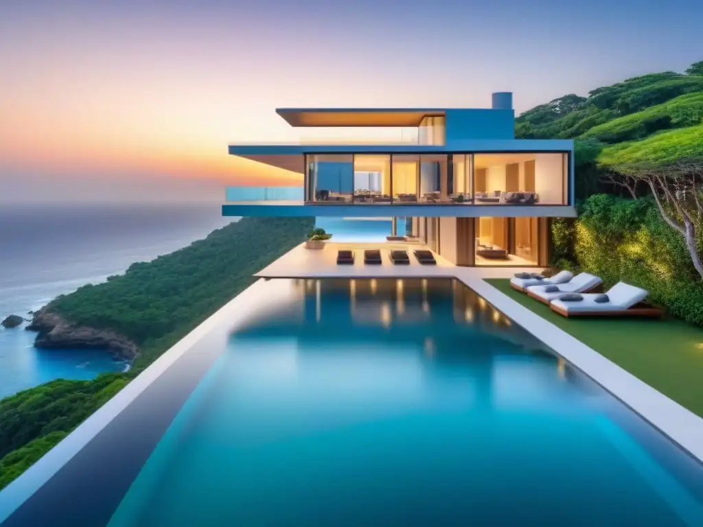 Villa de lujo en acantilado con vista al mar, piscina infinita y diseño minimalista, razones invertir bienes raíces lujo