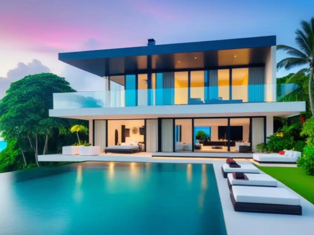 Villa de lujo frente al mar con diseño moderno y vistas impresionantes Villa de lujo en la playa con diseño moderno, piscina infinita y vistas al mar