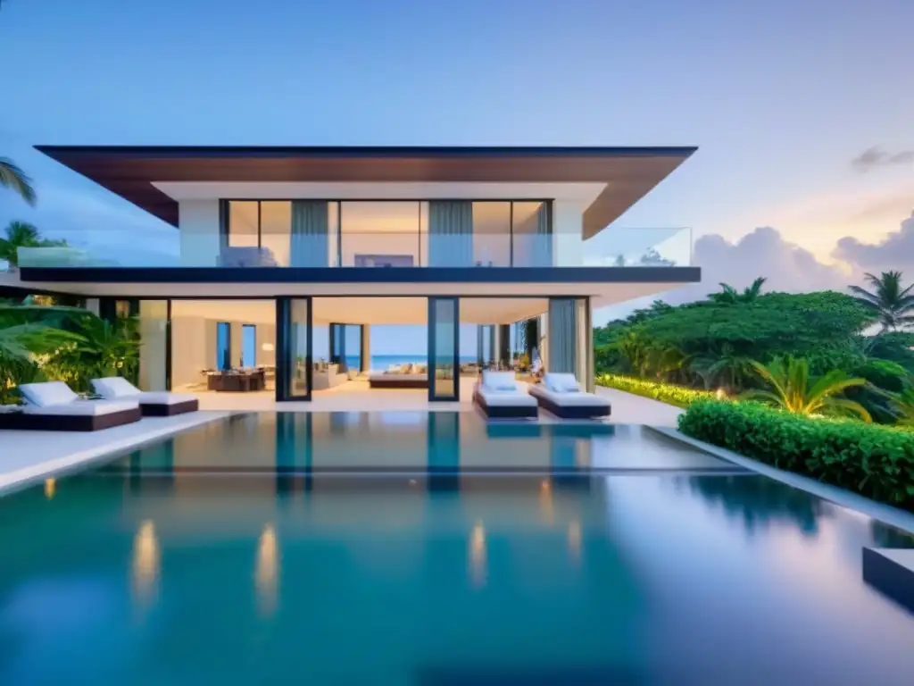 Villa de lujo frente al mar: diseño moderno y exclusivo Villa de lujo en la playa con piscina infinita y diseño sofisticado, ideal para rentas vacacionales de lujo