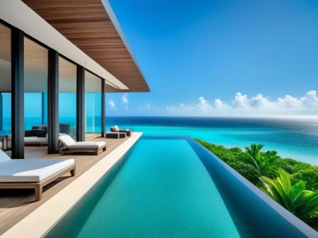 Villa de lujo frente al mar: diseño moderno con piscina infinita privada y vistas impactantes Villa lujosa frente al mar con vistas cristalinas y decoración contemporánea, ideal para debatir el impacto de tasas de interés en segunda vivienda