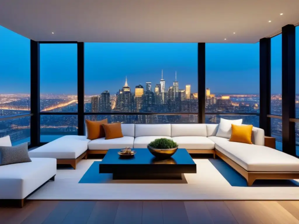 Narración virtual propiedades inmobiliarias: Lujoso penthouse con vistas panorámicas de la ciudad y diseño contemporáneo