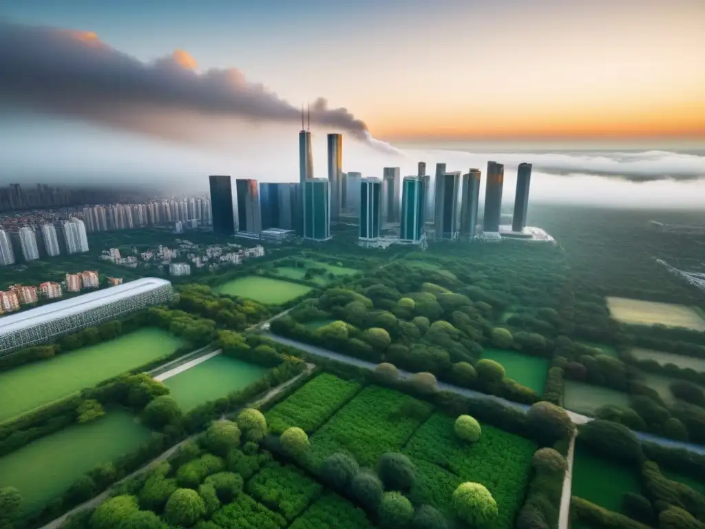 Metrópolis diversa: real estate y paisajes urbanos Vista aérea cautivadora de una diversa ciudad con Riesgos inmobiliarios por región