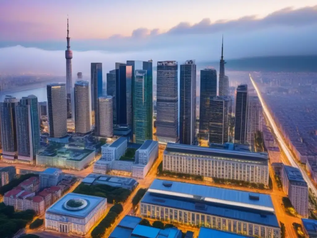 Metrópolis vibrante: oportunidades de inversión inmobiliaria en la ciudad Vista aérea de una ciudad bulliciosa con rascacielos modernos y calles vibrantes llenas de personas y autos