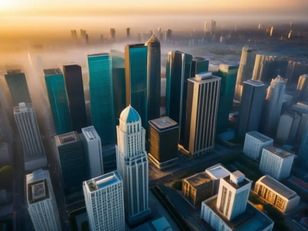 Contrastes urbanos: tradición y modernidad en el desarrollo inmobiliario Vista aérea de la ciudad: contraste entre lo antiguo y lo moderno, reflejo de la normativa local en el mercado inmobiliario