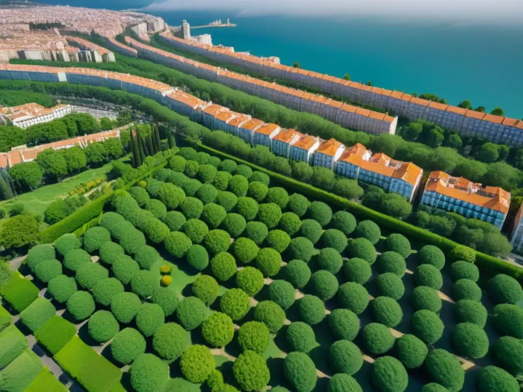 Vibrante ciudad española: red de edificios residenciales Vista aérea detallada de red residencial en ciudad española, reflejando efecto políticas vivienda demanda inmobiliaria