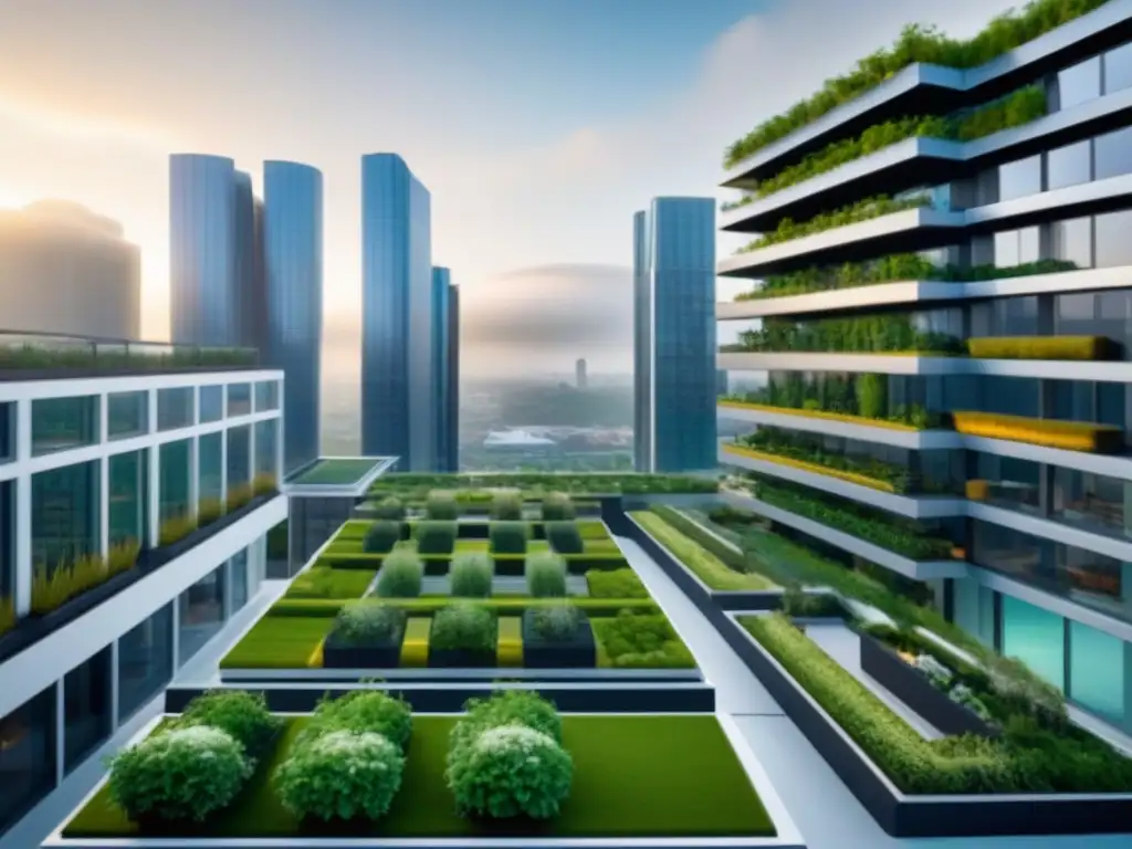 Vida urbana compartida: modernidad y sostenibilidad en la ciudad Vista aérea impresionante de una ciudad bulliciosa con espacios de vivienda compartidos tendencias y arquitectura innovadora
