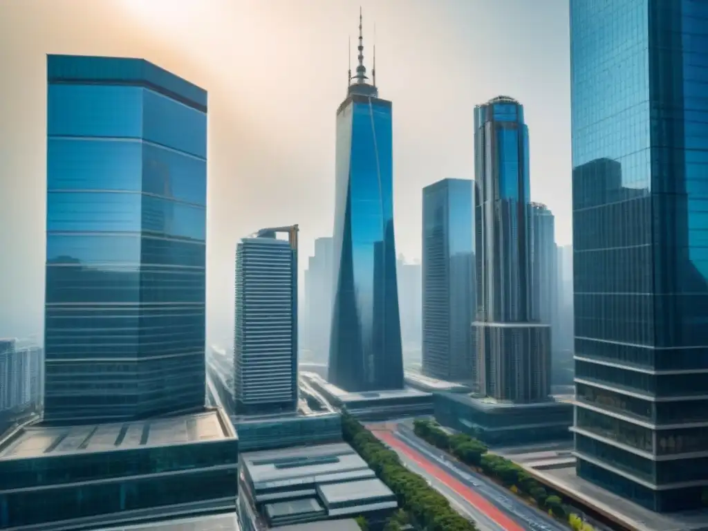 Skyline urbano: inversión inmobiliaria en la ciudad Vista detallada de una ciudad bulliciosa con rascacielos, reflejando prosperidad y crecimiento