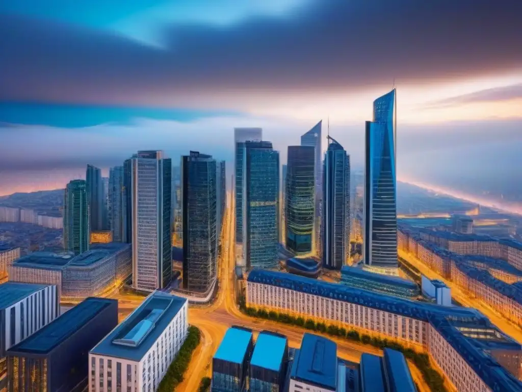 Cityscape europeo: diversidad arquitectónica en alta definición Vista detallada de una ciudad europea moderna y vibrante con diversidad arquitectónica