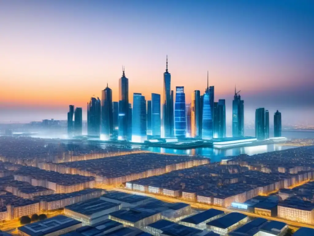 Metrópolis futurista transparente: eficiencia inmobiliaria 8k Vista detallada de una ciudad futurista transparente con rascacielos reflectantes, simbolizando transparencia en préstamos inmobiliarios