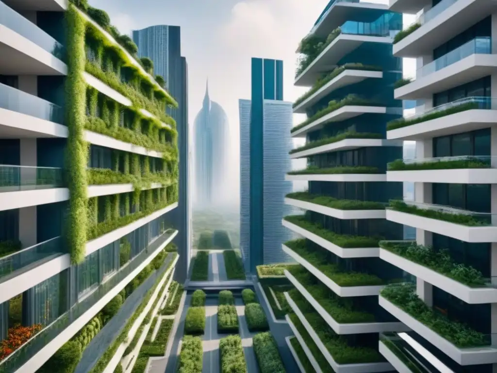 Metrópolis futurista: innovación en vivienda y sostenibilidad urbana Vista futurista de la ciudad con arquitectura moderna y Políticas de vivienda gubernamentales futuras integradas