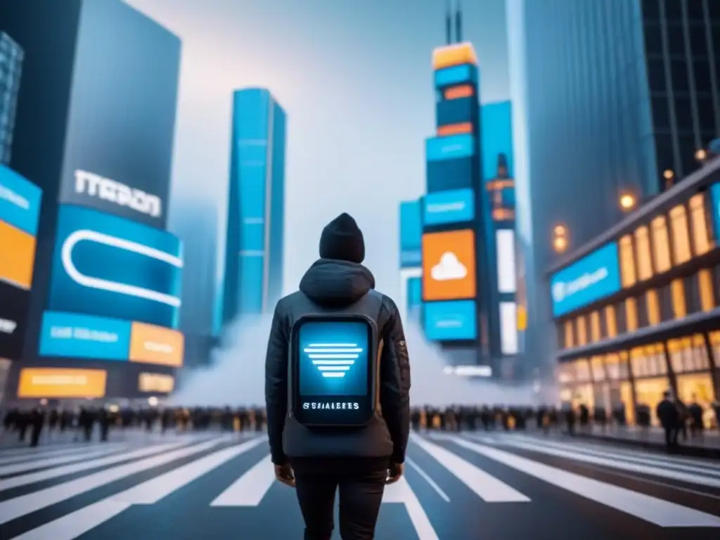 Futurismo urbano: transacciones digitales en ciudad inteligente Vista futurista de la ciudad con pagos digitales en transacciones inmobiliarias