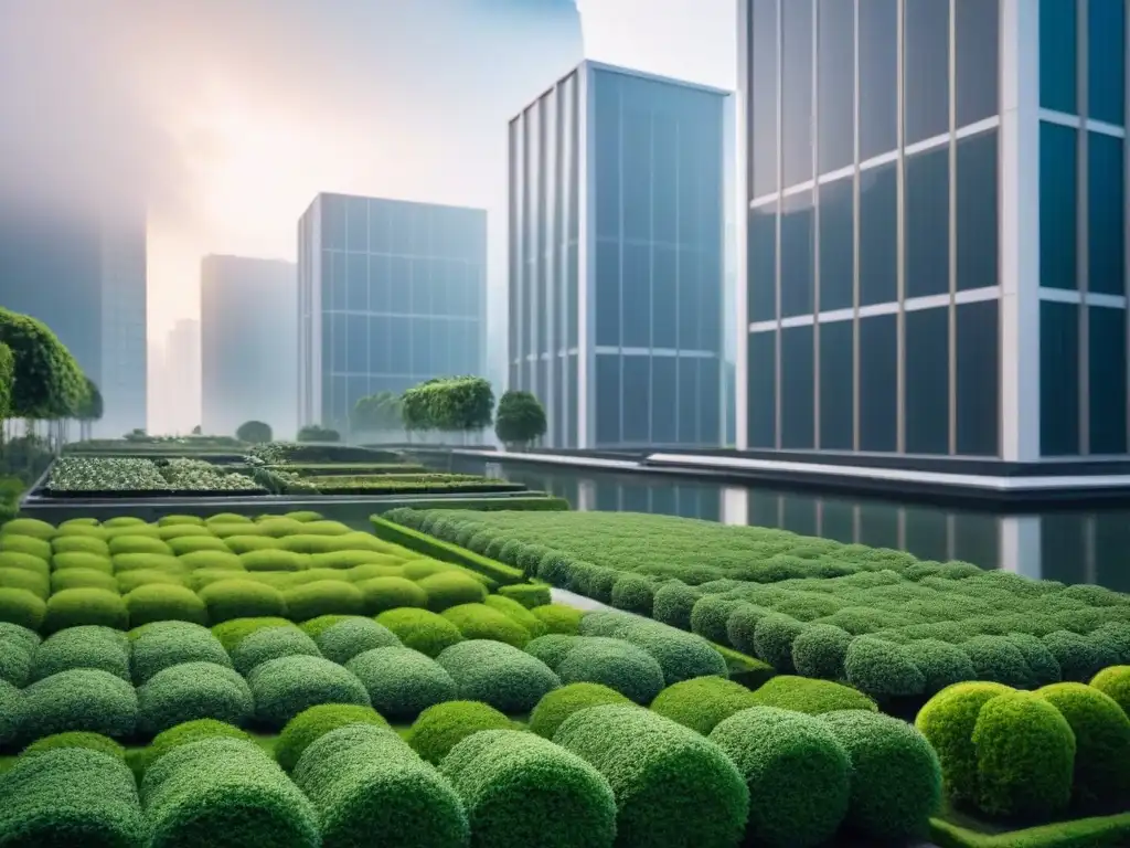 Metrópolis eco-sostenible: rascacielos verdes y energía solar Vista futurista de la integración de la naturaleza en el mercado inmobiliario con préstamos verdes