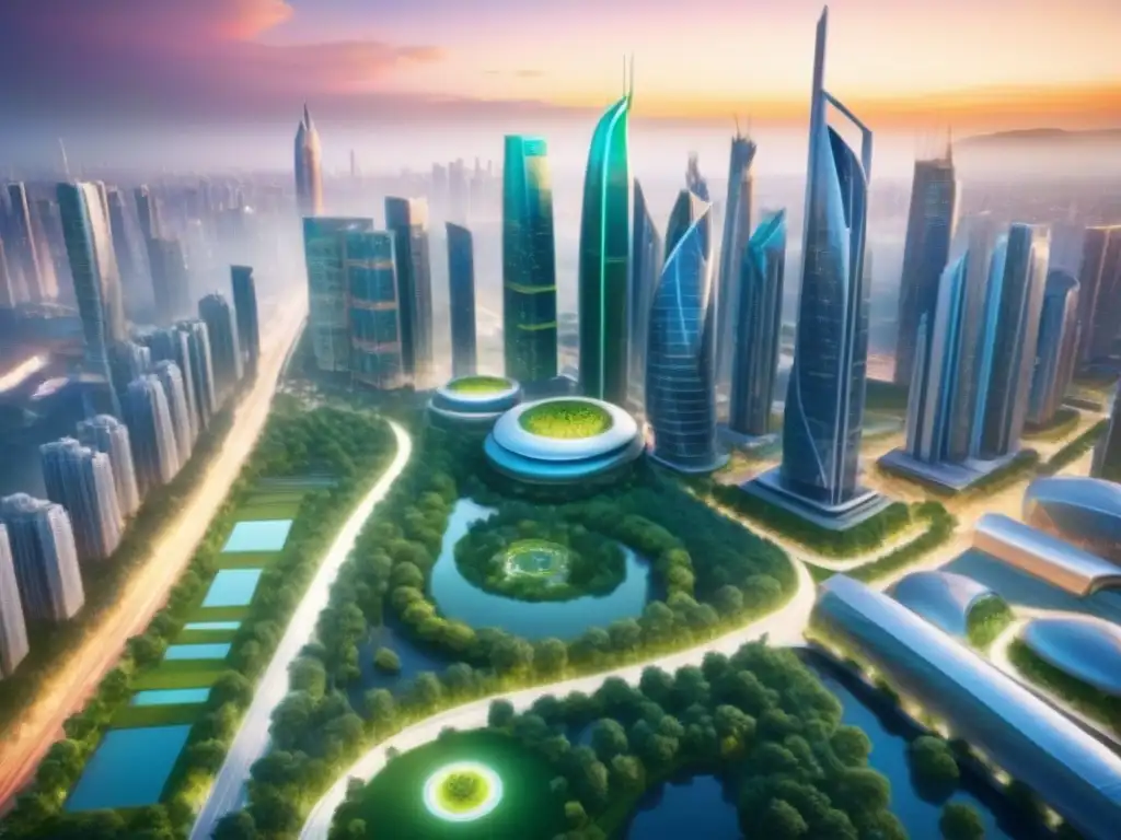Metrópolis futurista: inversión inmobiliaria pospandemia Vista impresionante de la ciudad postpandemia, reflejando la modernización y la rápida recuperación de la inversión inmobiliaria