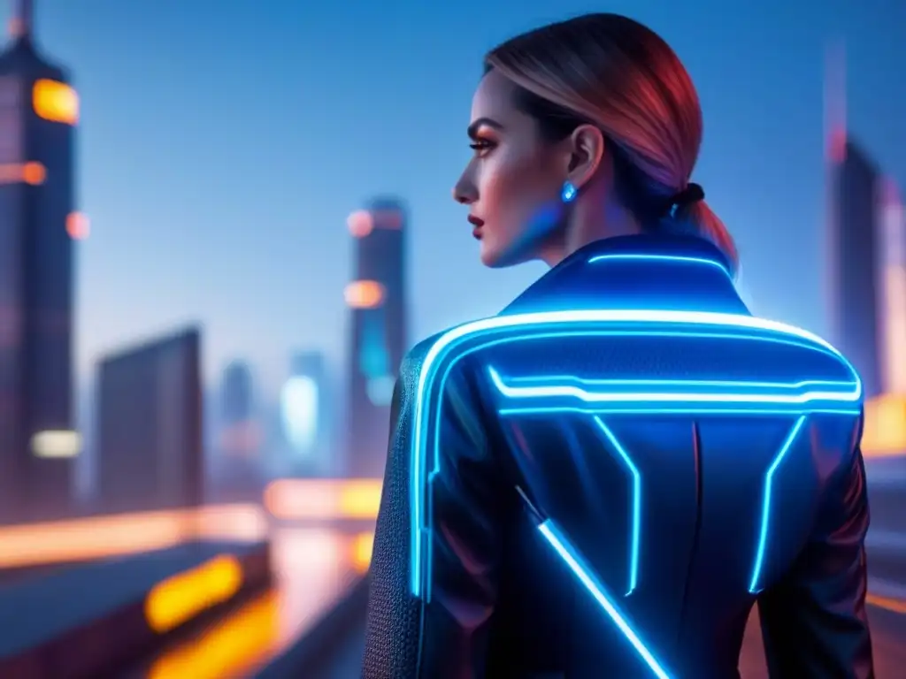 Metrópolis futurista: IA revoluciona financiamiento inmobiliario Vista nocturna futurista de ciudad con IA procesando solicitudes de préstamo