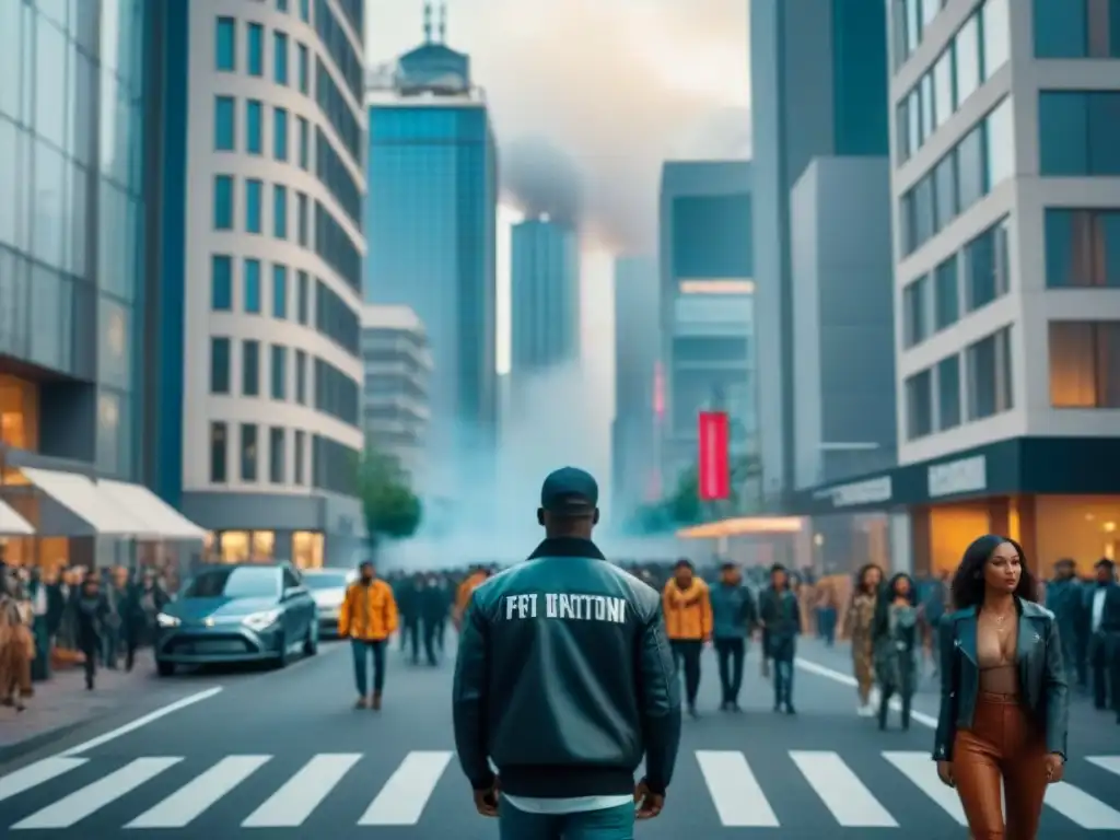 Vida urbana diversa: escena vibrante en 8k Vista panorámica de una concurrida calle urbana, reflejando las tendencias demográficas del sector inmobiliario