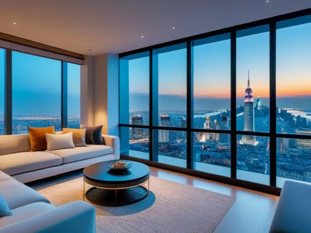 Penthouse de lujo con vistas a la ciudad: inversión inmobiliaria de alto valor Vista panorámica desde lujoso ático moderno, con diseño interior elegante y ventanales de piso a techo