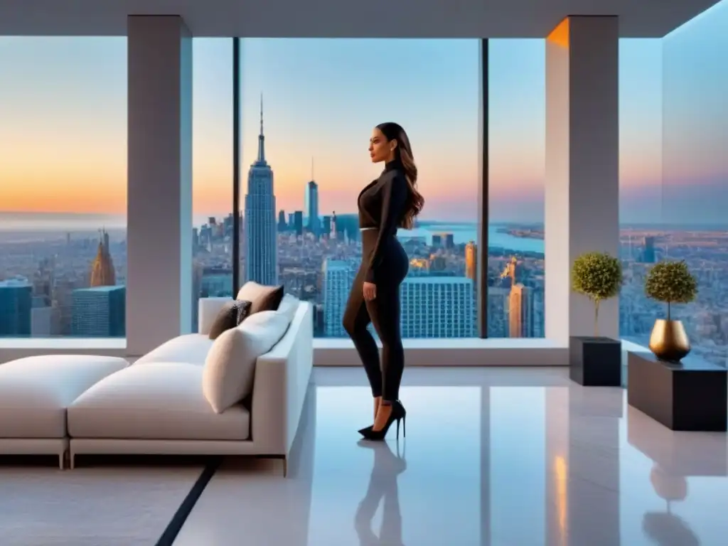 Penthouse de lujo con vistas panorámicas y tecnología inteligente Vista panorámica de penthouse moderno con diseño elegante y tecnología