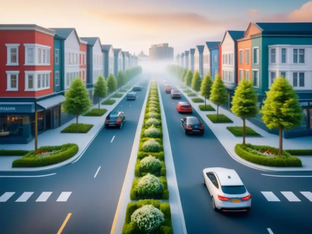 Vibrante ilustración urbana: desarrollo comunitario y crecimiento económico Vista urbana diversa con propiedades y gente activa