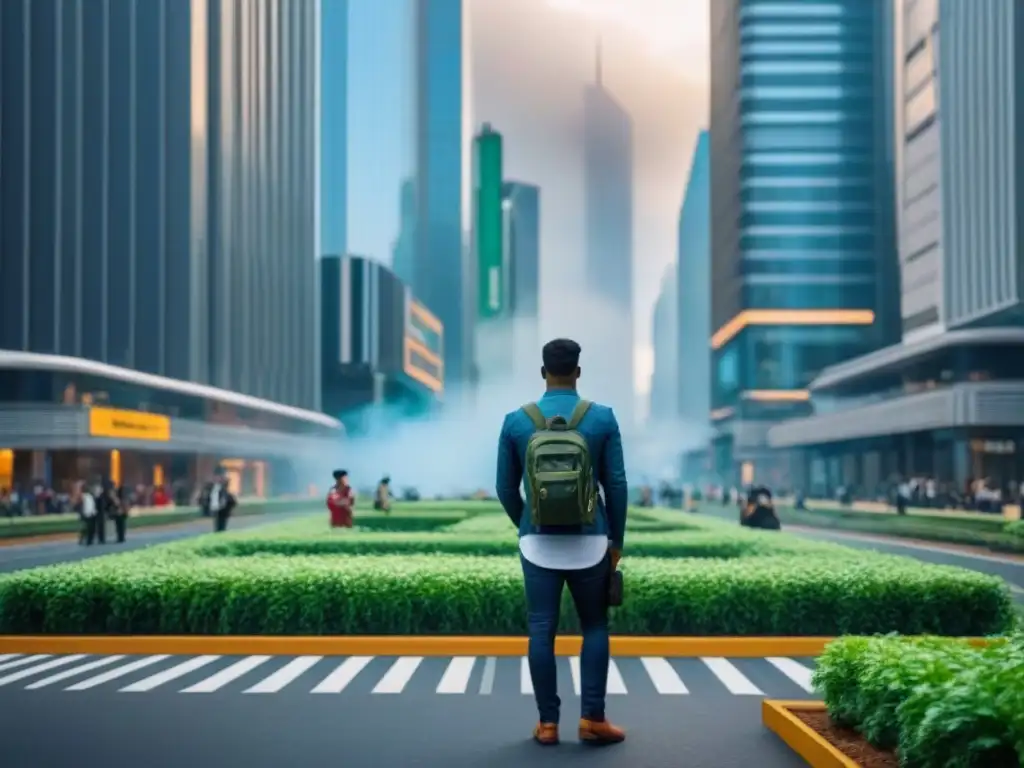 Metrópolis emergente: desarrollo urbano sostenible en 8k Vista urbana en economía emergente con rascacielos, calles llenas de gente y vehículos, espacios verdes y arquitectura mixta