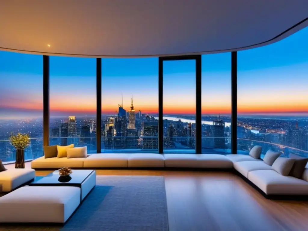Vistas panorámicas de lujo en un ático moderno en la ciudad