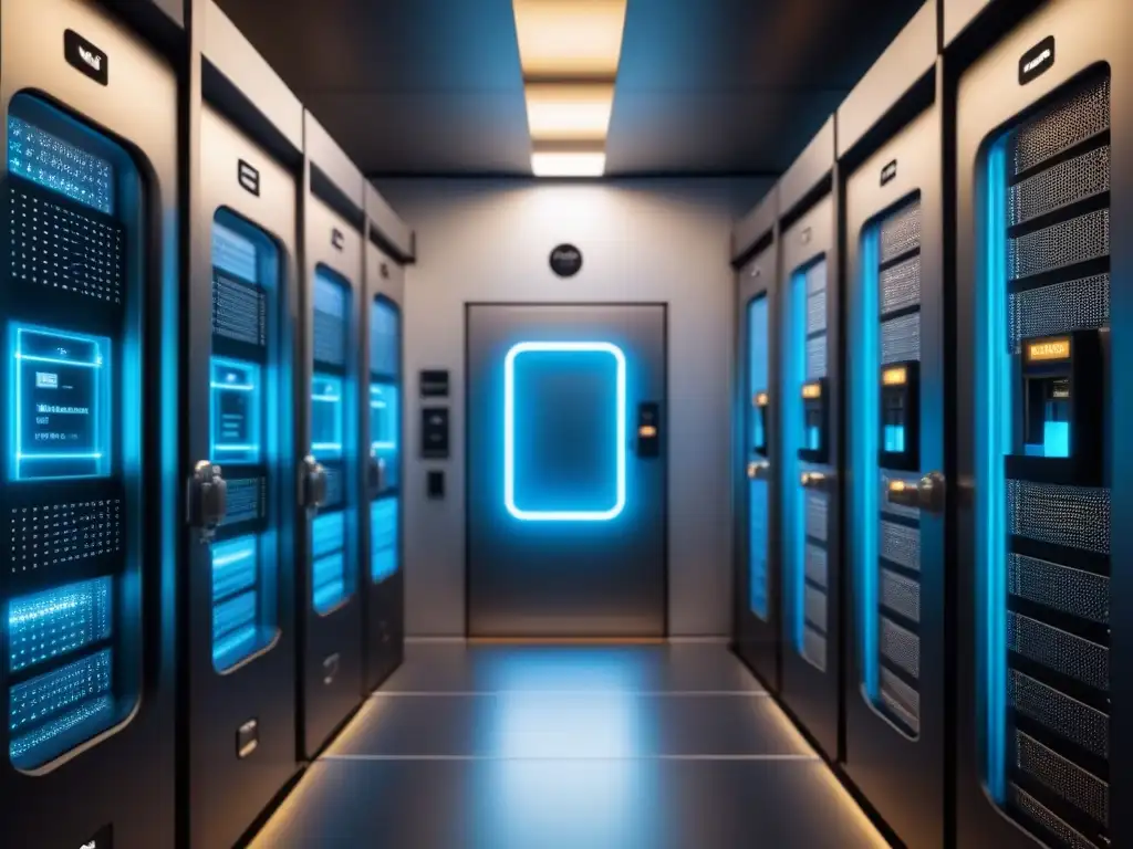 Contraste entre Caja Fuerte Tradicional y Blockchain Comparación visual entre una bóveda bancaria tradicional y una red blockchain, destacando la seguridad de las transacciones inmobiliarias blockchain