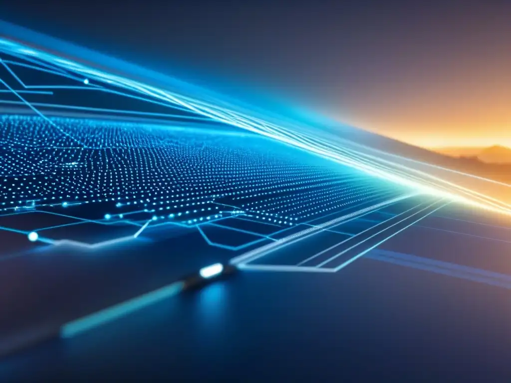 Visualización 8k: Impacto de registros públicos en créditos inmobiliarios Visual futurista de red de registros públicos negativos en créditos inmobiliarios