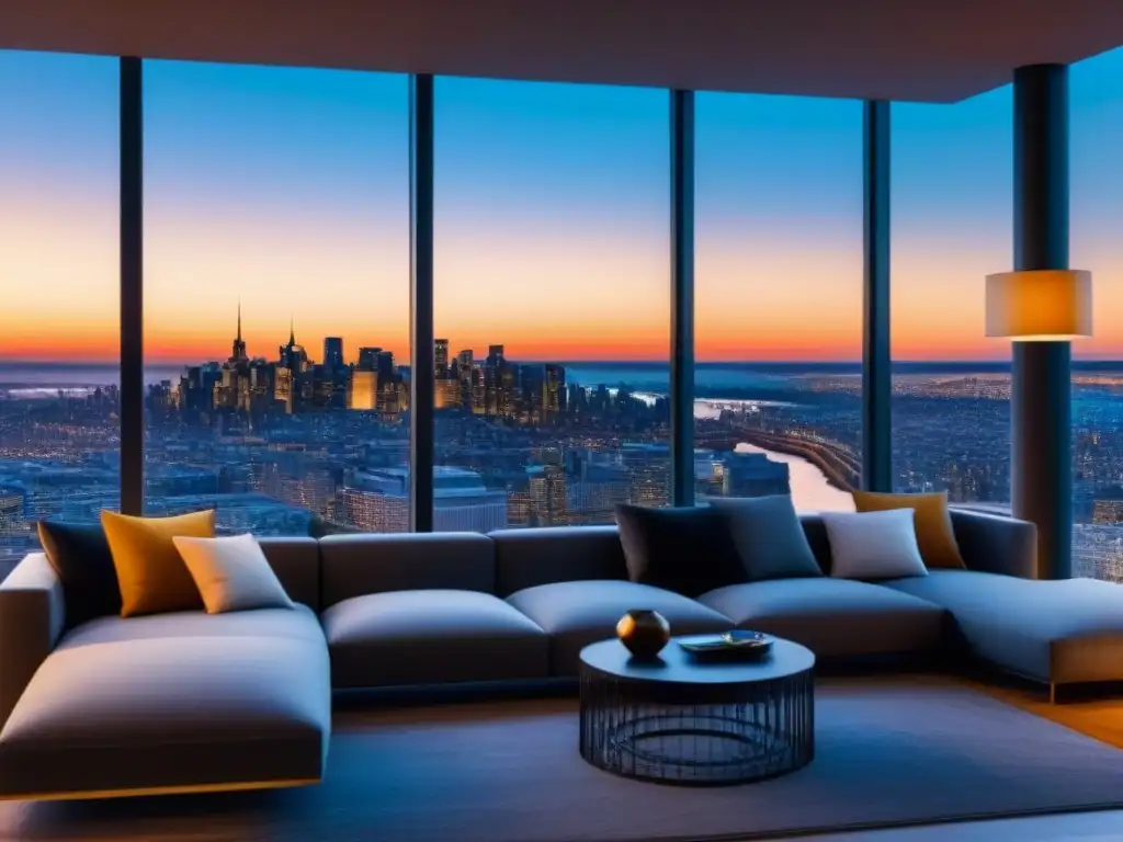 Penthouse de lujo con vista panorámica al atardecer Vivienda de lujo con rentabilidad de inversión en la ciudad al atardecer