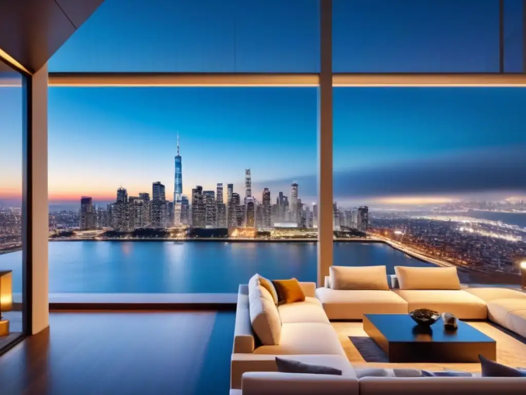Residencia de lujo con vista panorámica nocturna de la ciudad Vivienda de lujo con vista nocturna de la ciudad, diseño minimalista y rentabilidad inversión vivienda lujo